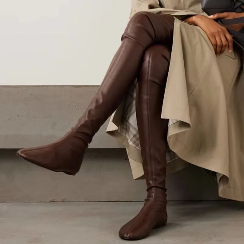 Brown Soft Stretch Faux Leathe - Boot Sock Slouchy ulasan dan harga