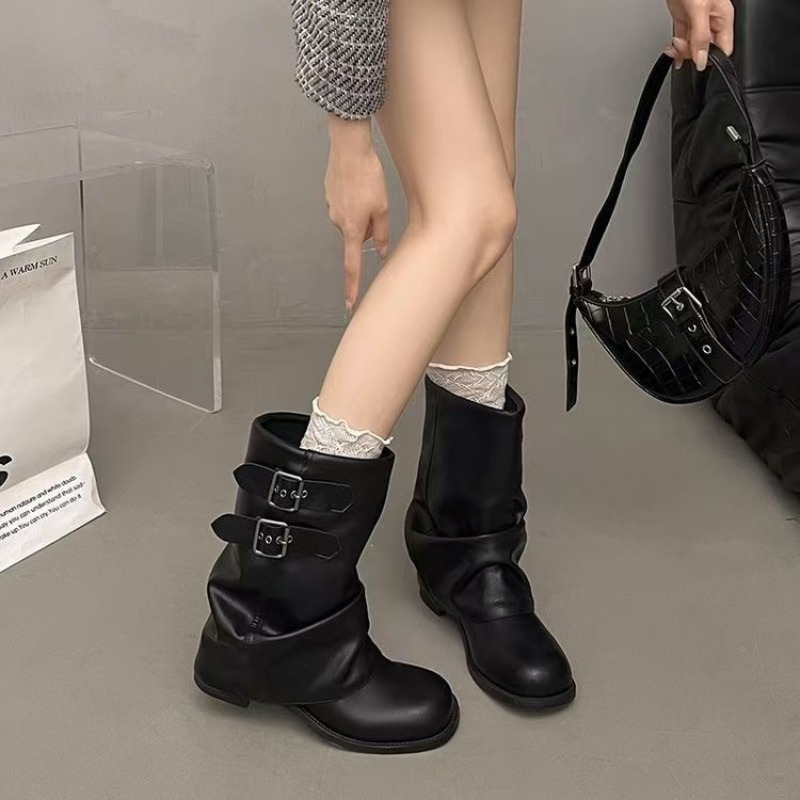 Women Black Slouchy Mid Calf B - Boot Sock Slouchy ulasan dan harga