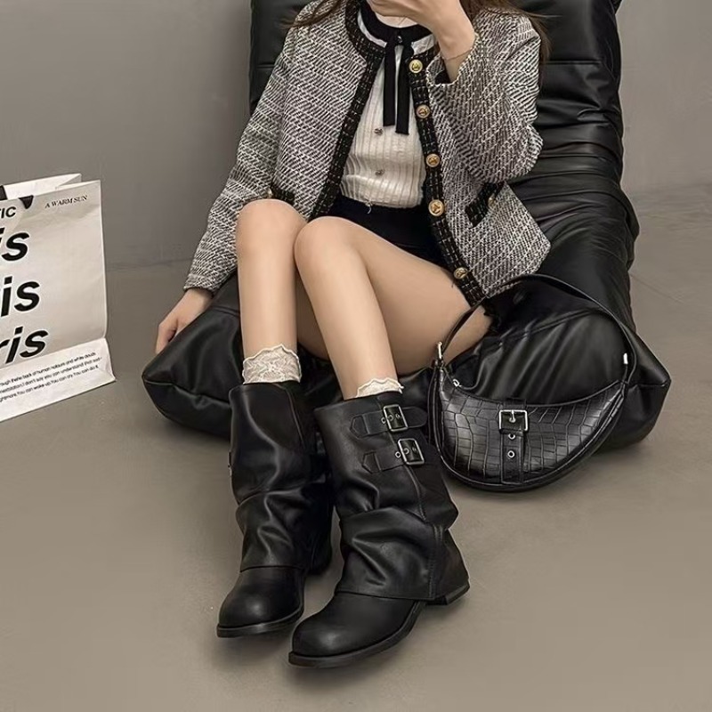 Women Black Slouchy Mid Calf B - Boot Sock Slouchy ulasan dan harga